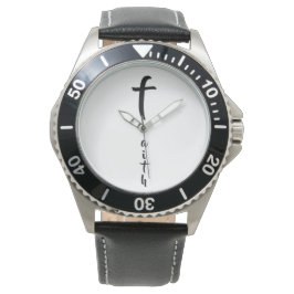 Faith Cross Black and White Modern Typografy Armbanduhr