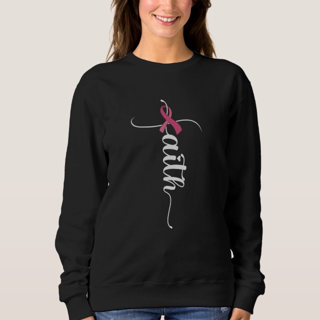 Faith Cross Christian Breast Cancer Awareness Sweatshirt (Vorderseite)