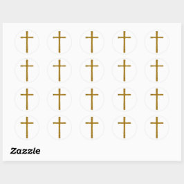 Faith Cross Gold Runder Aufkleber
