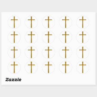 Faith Cross Gold Runder Aufkleber