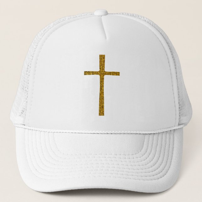 Faith Cross Gold Truckerkappe (Vorderseite)