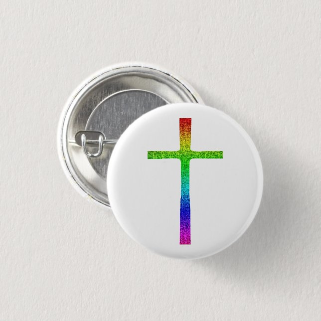 Faith Cross Rainbow Button (Vorne & Hinten)