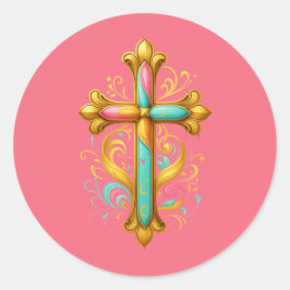 Faith Cross Runder Aufkleber