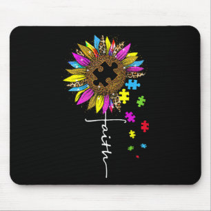 Faith Cross Sonnenblumen Autismus Mama Leopard Puz Mousepad