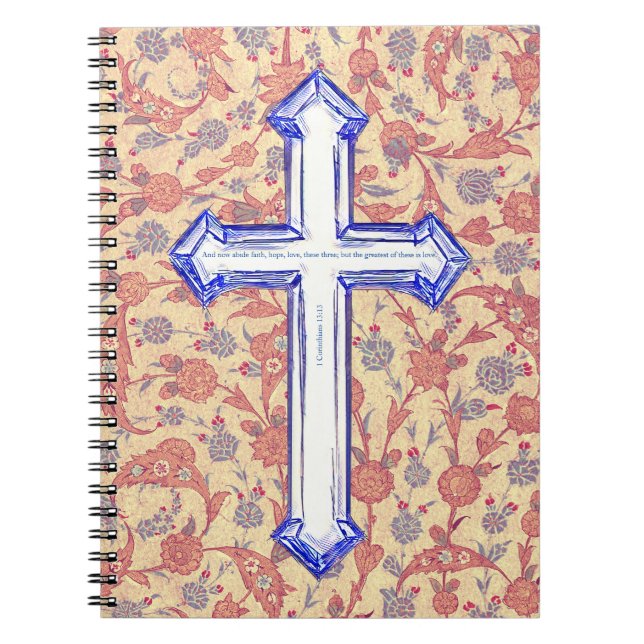 Faith Cross und Scripture Vintag Style Journal Notizblock (Vorderseite)