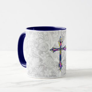 Faith Cross Vintage Style Graue Tasse Mug