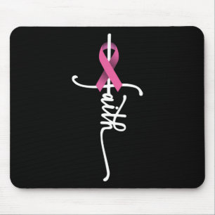 Faith Cross Warrior Survivor Pink Ribbon Brust Ca Mousepad