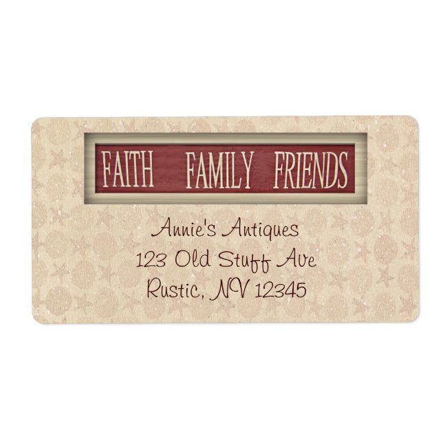Faith Famille Amis Étiquette d'entreprise (Devant)