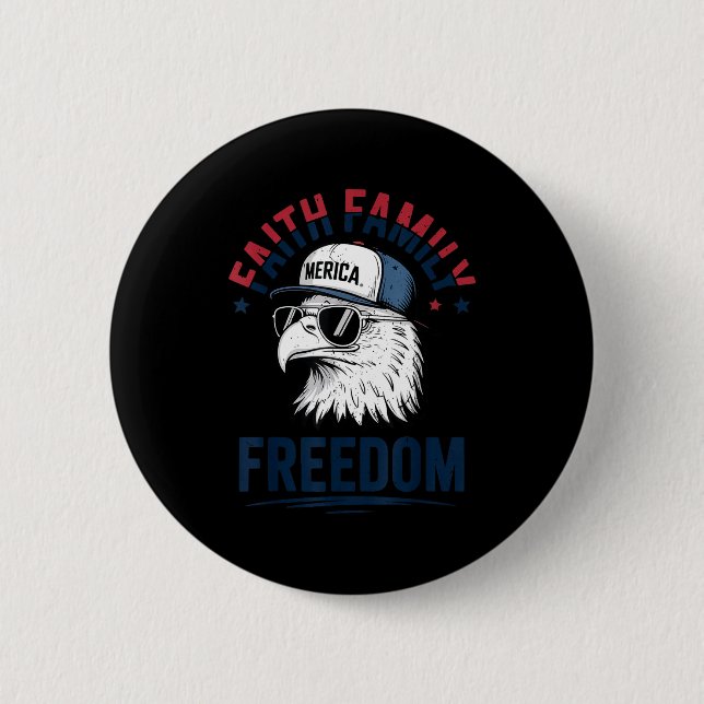 Faith Family Dom Bald Eagle Patriotic Boys America Button (Vorderseite)