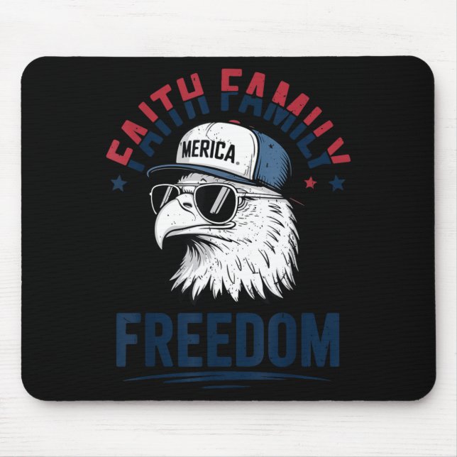 Faith Family Dom Bald Eagle Patriotic Boys America Mousepad (Vorne)