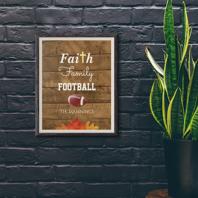 Faith Family Football Personalisiert Rustikales Ze Poster (Von Creator hochgeladen)