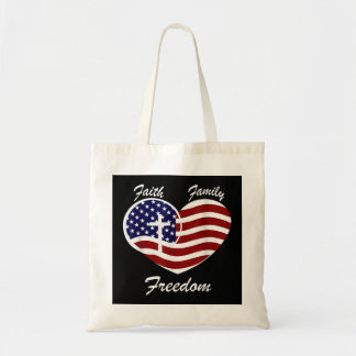 Faith Family Freedom American Flag Patriotic Day R Tragetasche