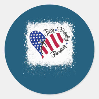 Faith Family Freedom Patriotic 4th of July Runder Aufkleber