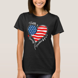 Faith Family Freedom Patriotic Cross Herz Amerika T-Shirt
