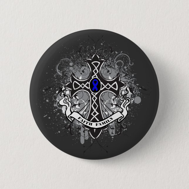 Faith Family Gebet Cross - Colon Cancer Button (Vorderseite)