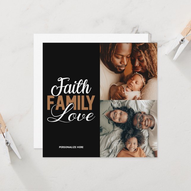 Faith Family Love Carte Plat Personnalisée (Devant/Arrière en situation)