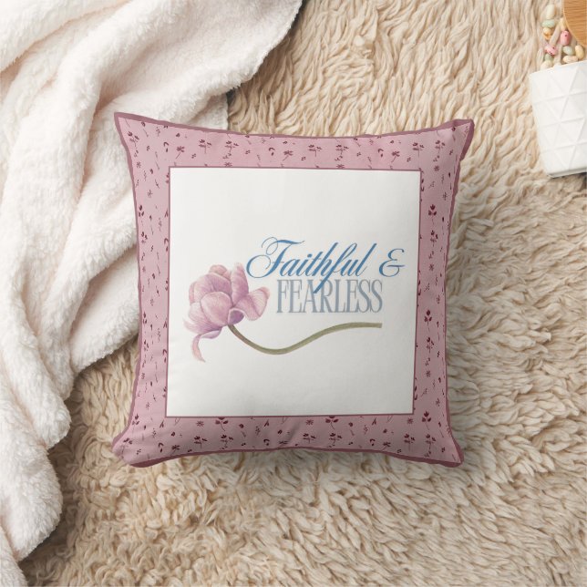 Faith & Fearless Typografy Design Throw Kissen (Decke)