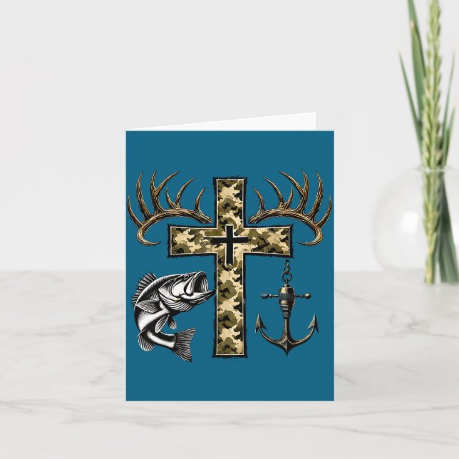 Faith Fishing Hunting Camo Cross With Hook B Chris Karte (Vorderseite)