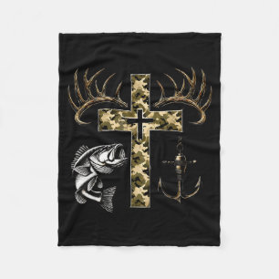 Faith Fishing Hunting Camo Kreuz Mit Haken B Chris Fleecedecke