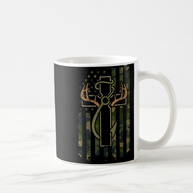 Faith Fishing Hunting Camo Us Flag Cross With Hook Kaffeetasse (Rechts)