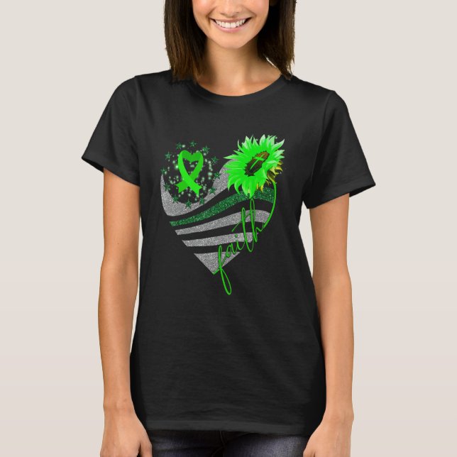 Faith Gastroparesis Awareness Sunflower Heart Ribb T-Shirt (Vorderseite)