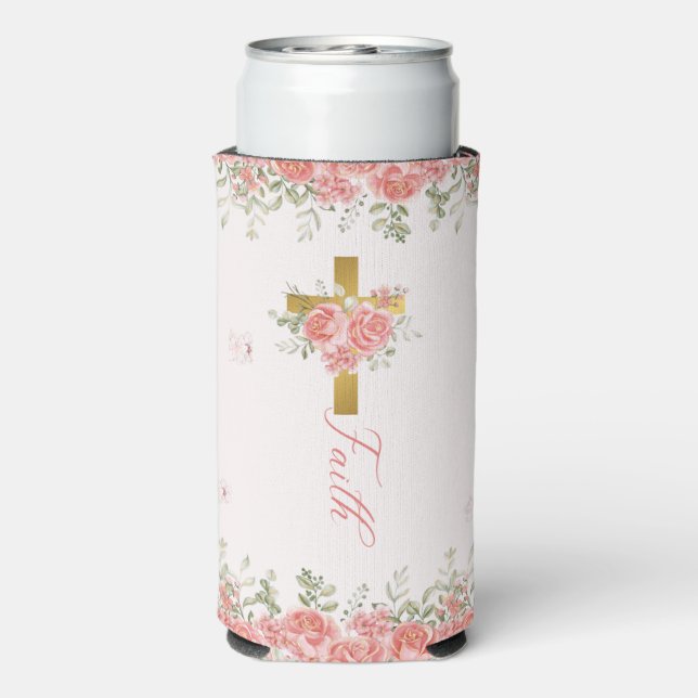 Faith Gift Floral Cross Selters Dosenkühler (Seltzer Rückseite)