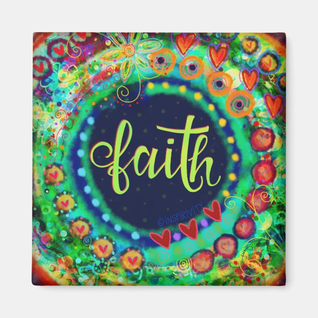 Faith Green Hübsch Fun Floral Moderne Inspirivity Magnet (Vorne)