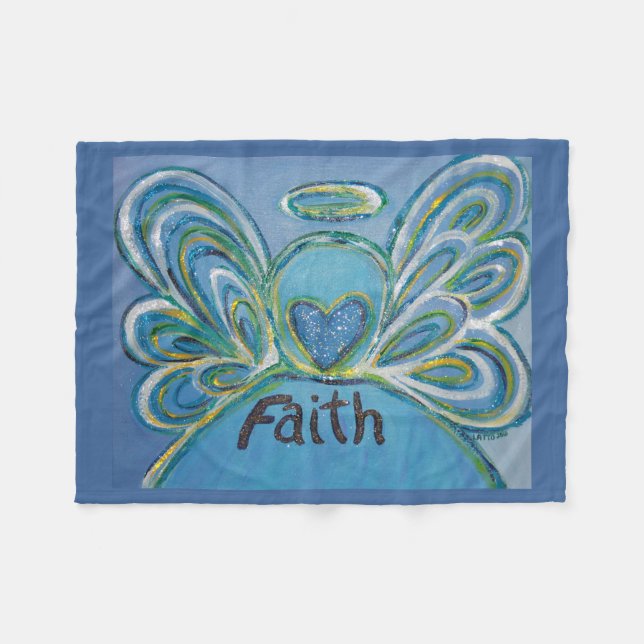Faith Guardian Angel Art Custom Fleece Blanket (Vorderseite (Horizontal))