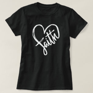 Faith Heart Christlich Black and White T-Shirt