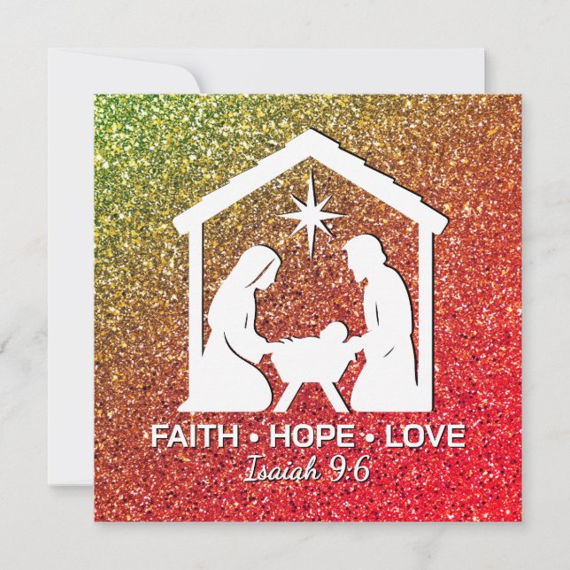 FAITH HOFFE LIEBE Glitzer Christlich Weihnachten (Vorderseite)