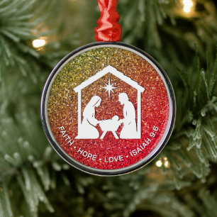 FAITH HOFFE LIEBE Glitzer Christlich Weihnachten Ornament Aus Metall
