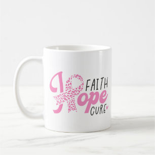 Faith Hope Cure Brustkrebs Pink Ribbon Kaffeetasse