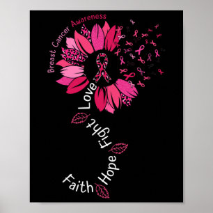 Faith Hope Fight Liebe Breast Cancer Awareness Pin Poster