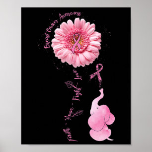Faith Hope Fight Liebe Elephant Breast Cancer Awar Poster