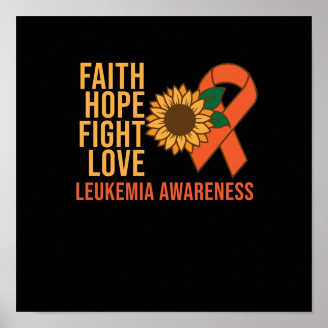 Faith Hope Fight Liebe Leukemia Awareness Orange Poster (Vorne)