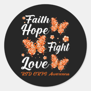 Faith Hope Fight Liebe Rsd Crps Awareness Butterfl Runder Aufkleber