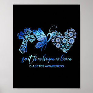 Faith Hope Fight Liebe Sonnenblumen Diabetes Bewus Poster