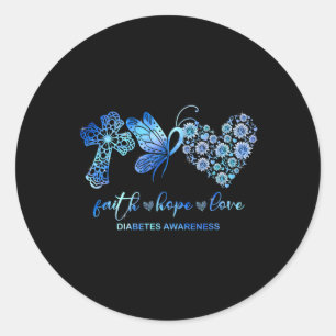 Faith Hope Fight Liebe Sonnenblumen Diabetes Bewus Runder Aufkleber