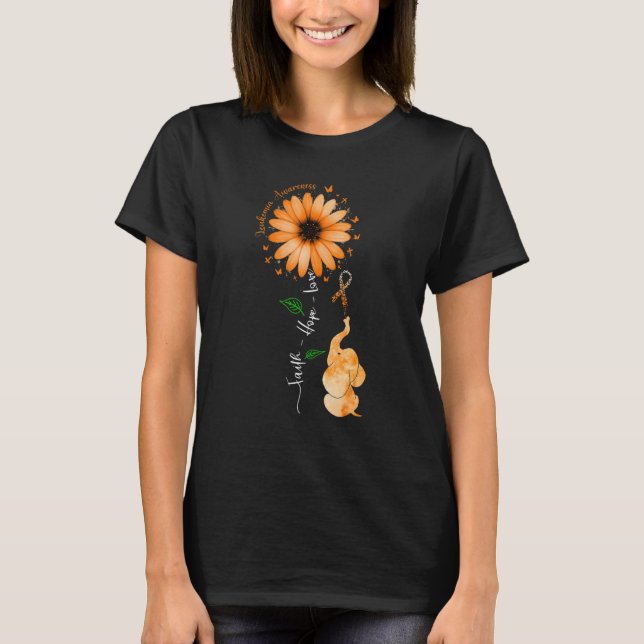 Faith Hope Fight Love Leukemia Awareness Orange Ri T-Shirt (Vorderseite)