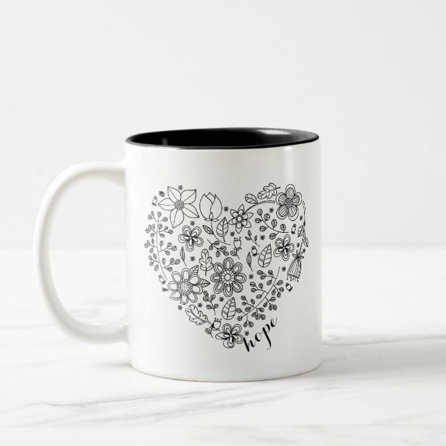 Faith & Hope Floral Heart Mug (Gauche)