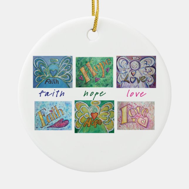 Faith Hope Liebe Angel Art Collage Ornament Pendan (Vorne)