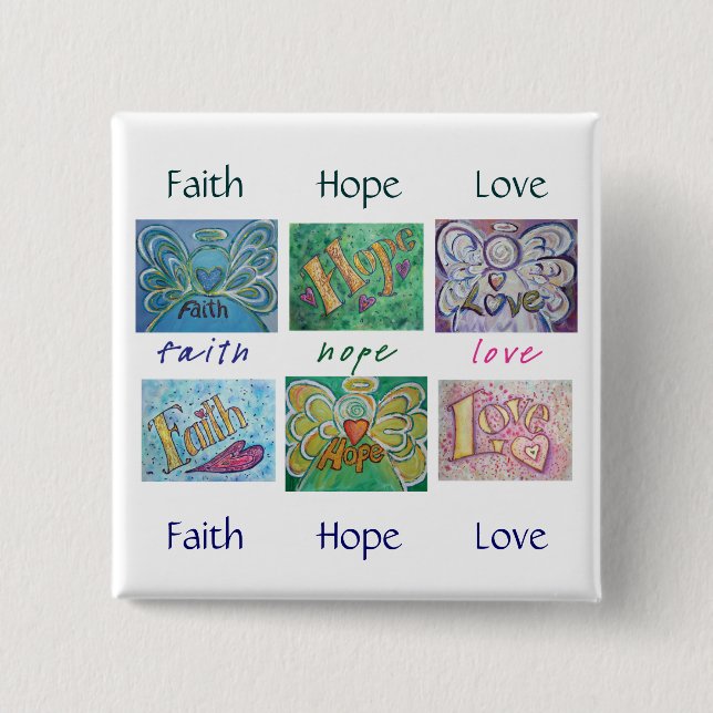 Faith Hope Liebe Angel Word Collage Button oder Bu (Vorderseite)