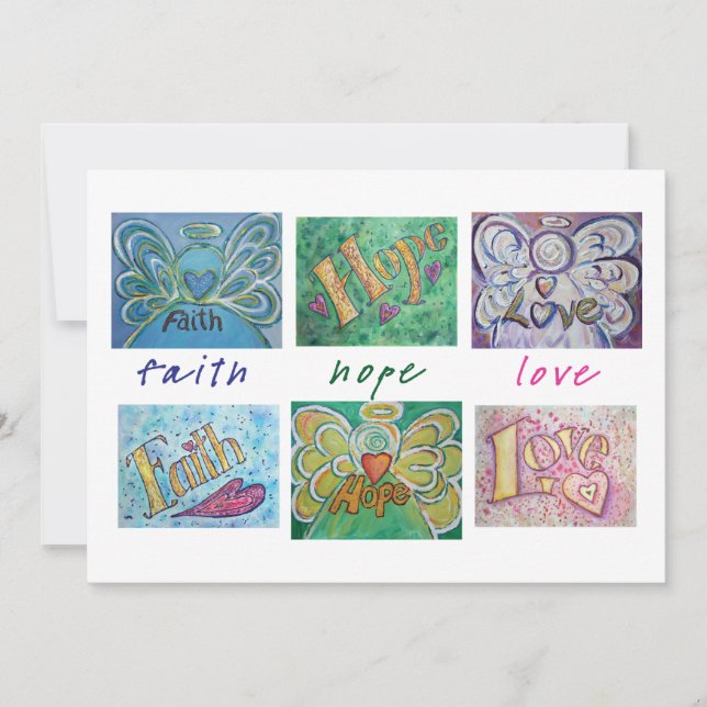 Faith Hope Liebe Angel Word Collage Einladung (Vorderseite)