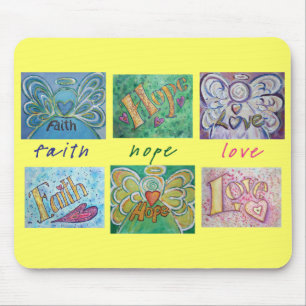 Faith Hope Liebe Angel Word Collage Mousepad