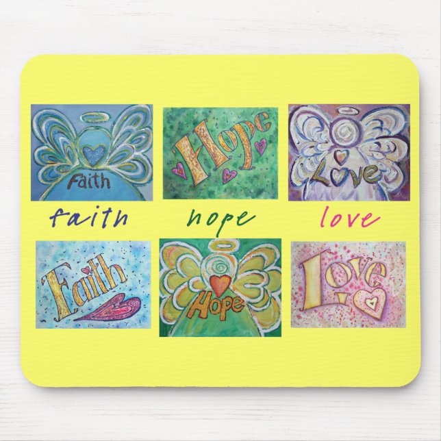 Faith Hope Liebe Angel Word Collage Mousepad (Vorne)