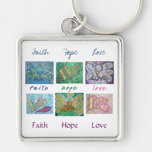 Faith Hope Liebe Angel Word Collage Schlüsselanhän Schlüsselanhänger