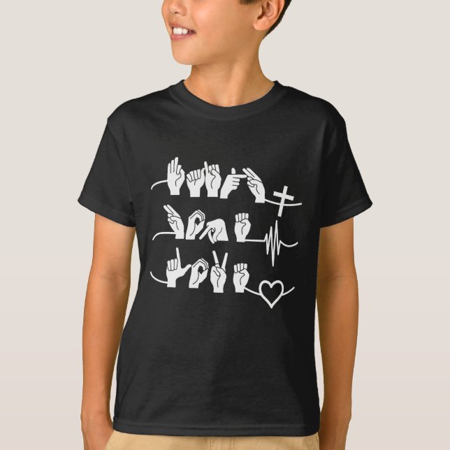 Faith Hope Liebe ASL American Sign Language T-Shirt (Vorderseite)