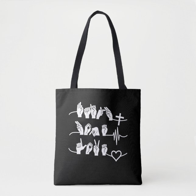 Faith Hope Liebe ASL American Sign Language Tasche (Vorderseite)
