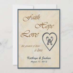 Faith Hope Liebe Blue Heart Wedding Einladung