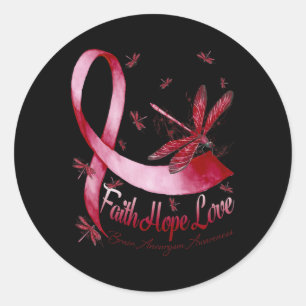 Faith Hope Liebe Brain Aneurysm Awareness Dragonfl Runder Aufkleber